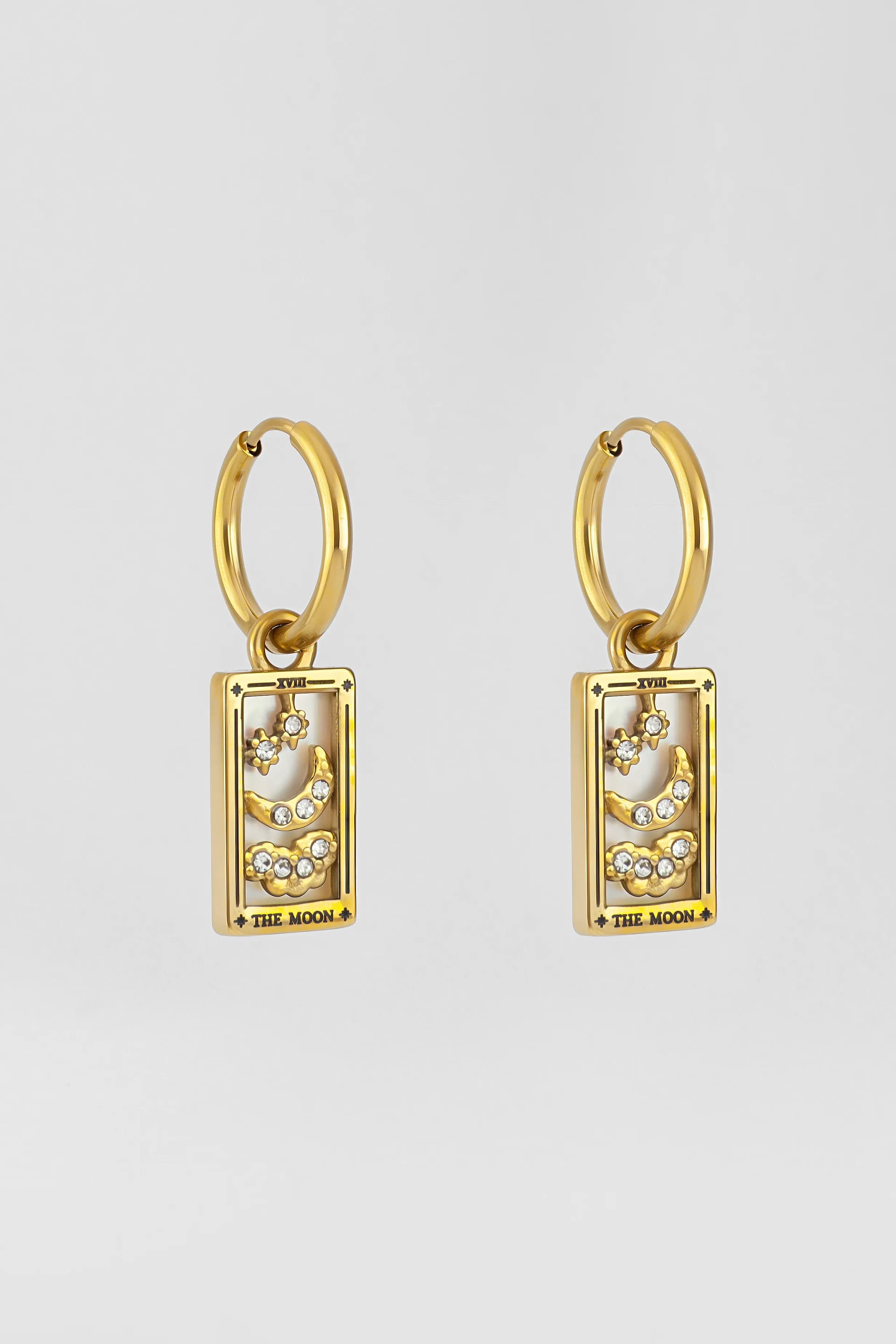 THE MOON TAROT CARD HOOP EARRINGS