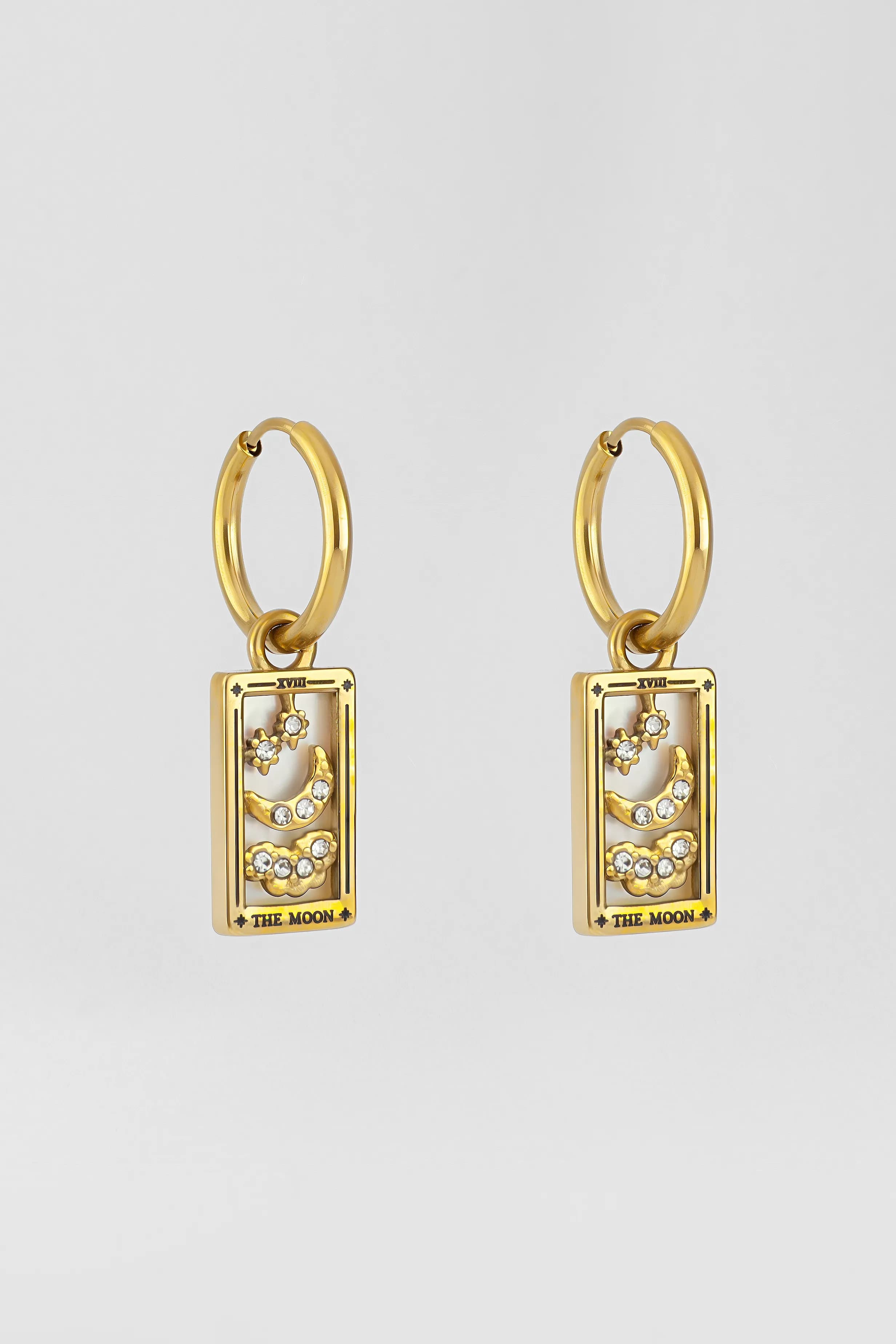 THE MOON TAROT CARD HOOP EARRINGS превью 1