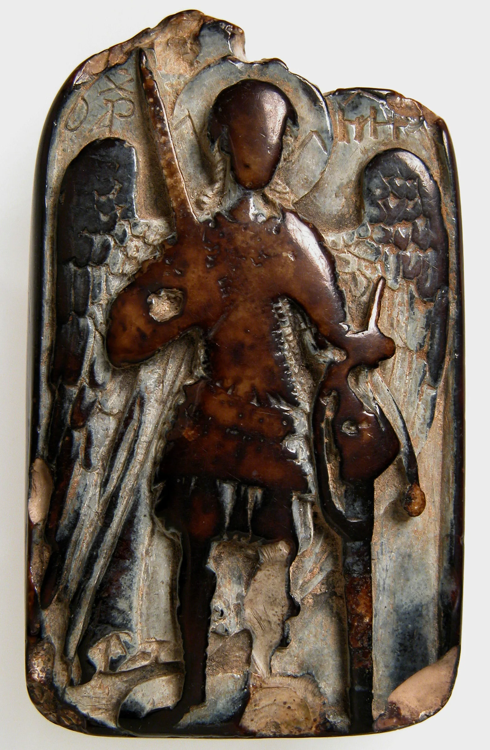 Byzantinischer Anhänger aus geschnittenem Stein mit dem Erzengel Michael