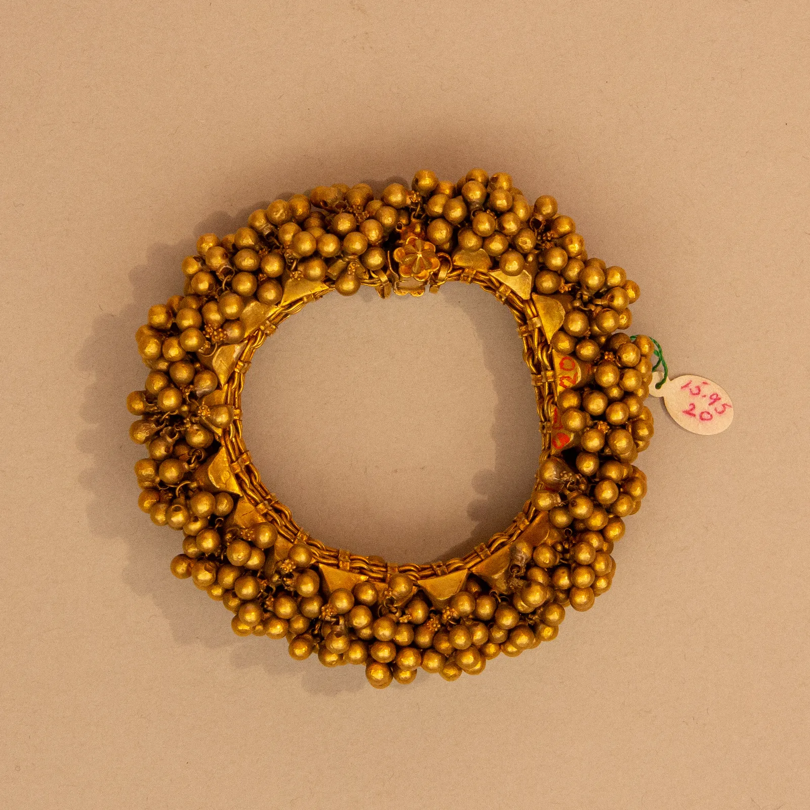 Indian gold paijeb ankle bracelet, one of a pair, 19th century