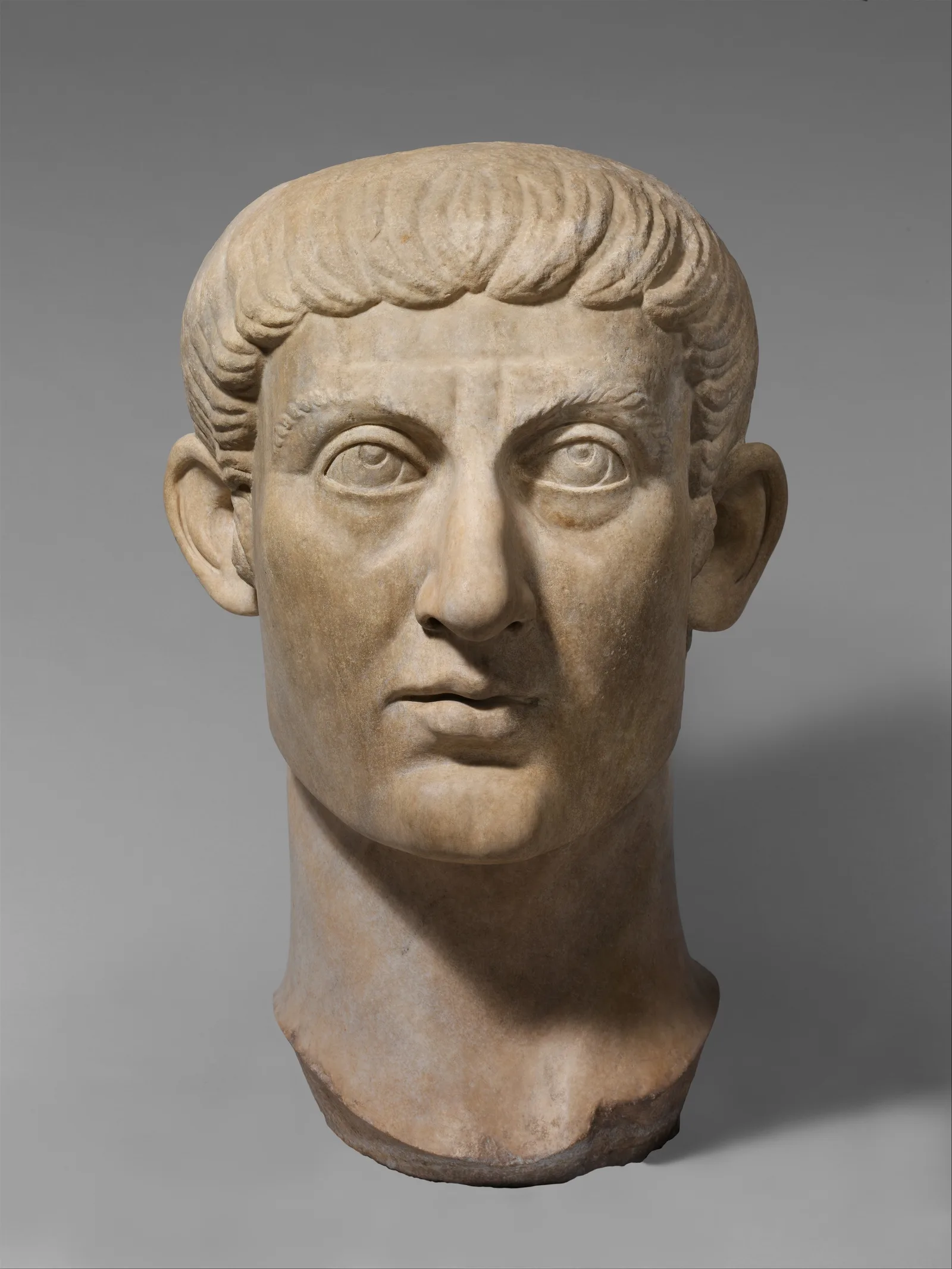 Marble portrait head of the emperor Constantine I, late antique sculpture
