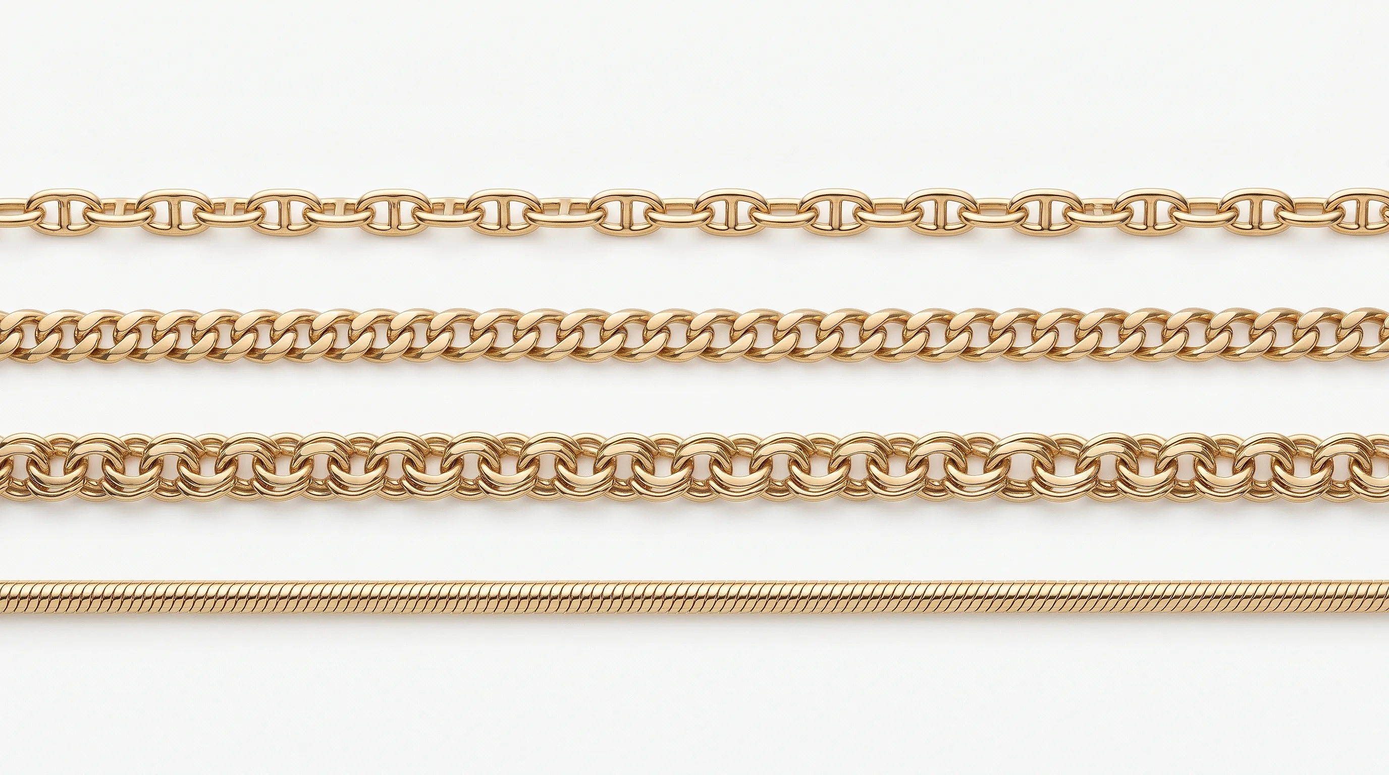 Guide des types de chaines: maille, gourmette, serpent