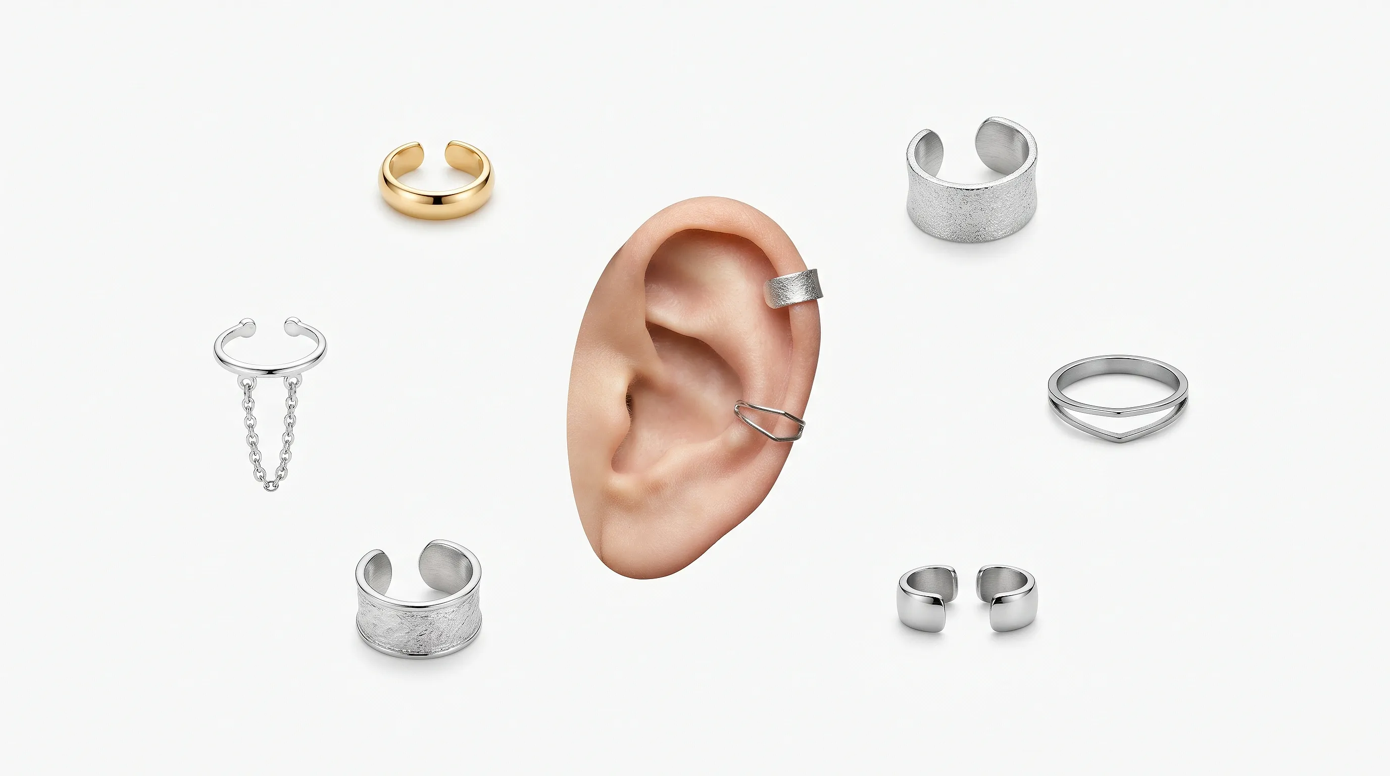 Манжеты на ухо: серьги без прокола — полный гид