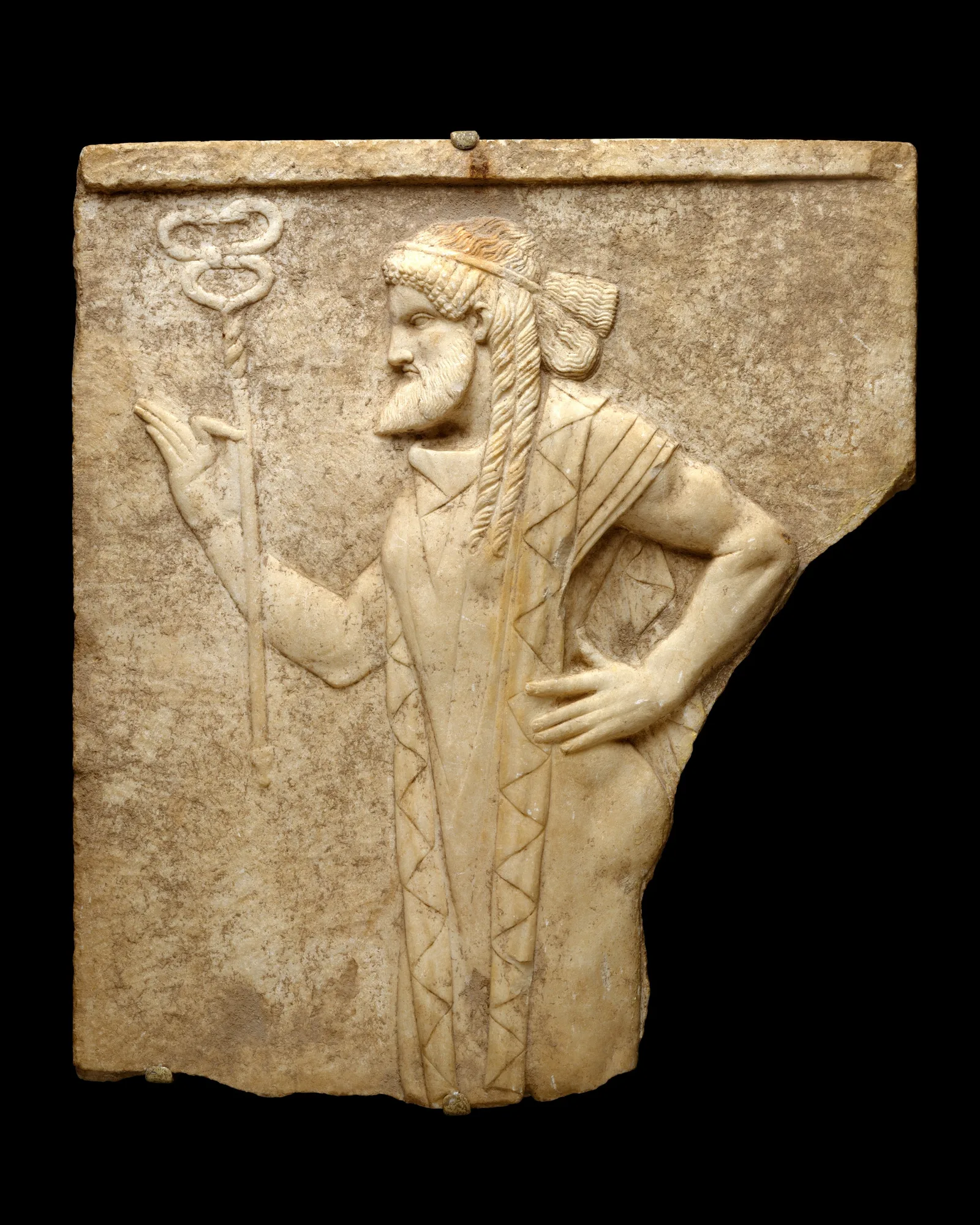 Relief en marbre à la figure d'Hermès, travail romain