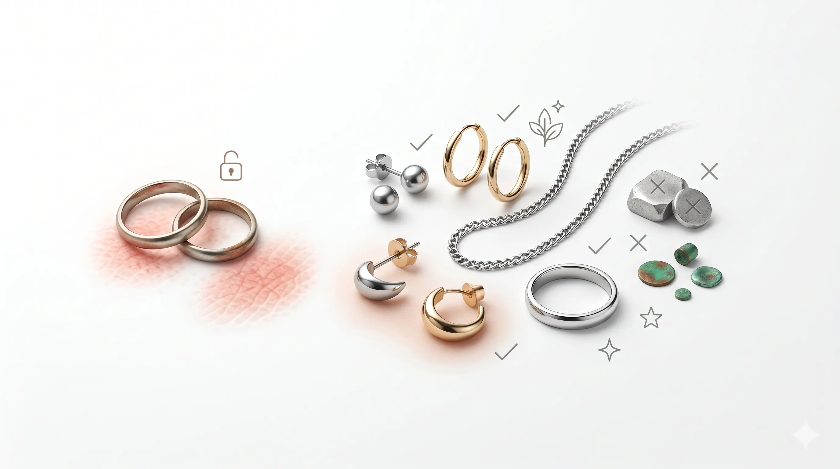 Allergie aux bijoux: nickel, symptomes et metaux surs