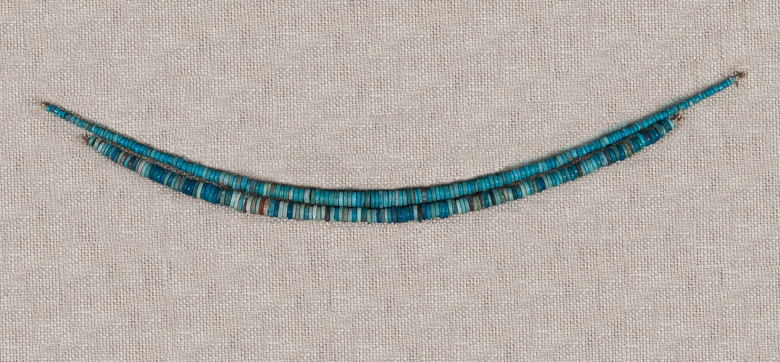 Filo di perline a disco in faience egizia azzurra, collana in ceramica
