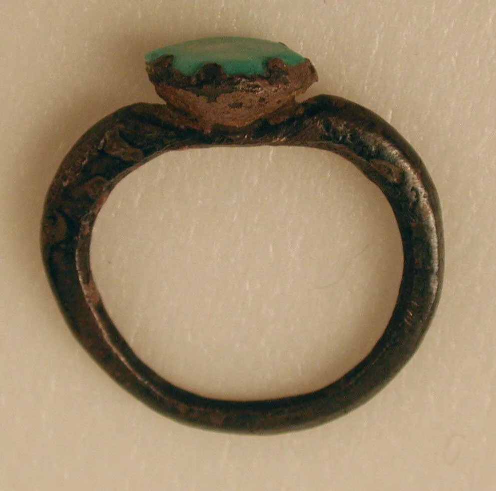 Antique silver ring with turquoise, 9th to 11th century