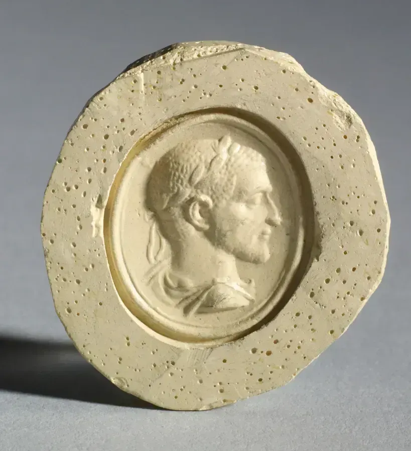 Roman intaglio gem with portrait of an emperor wearing a laurel wreath, 3rd century, Walters Art Museum