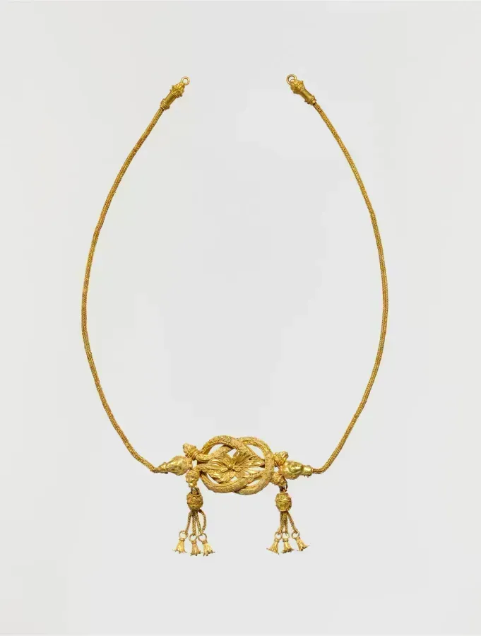 Griechisches Goldstirnband mit Herakles-Knoten, spaetes 4. bis 3. Jahrhundert v. Chr.