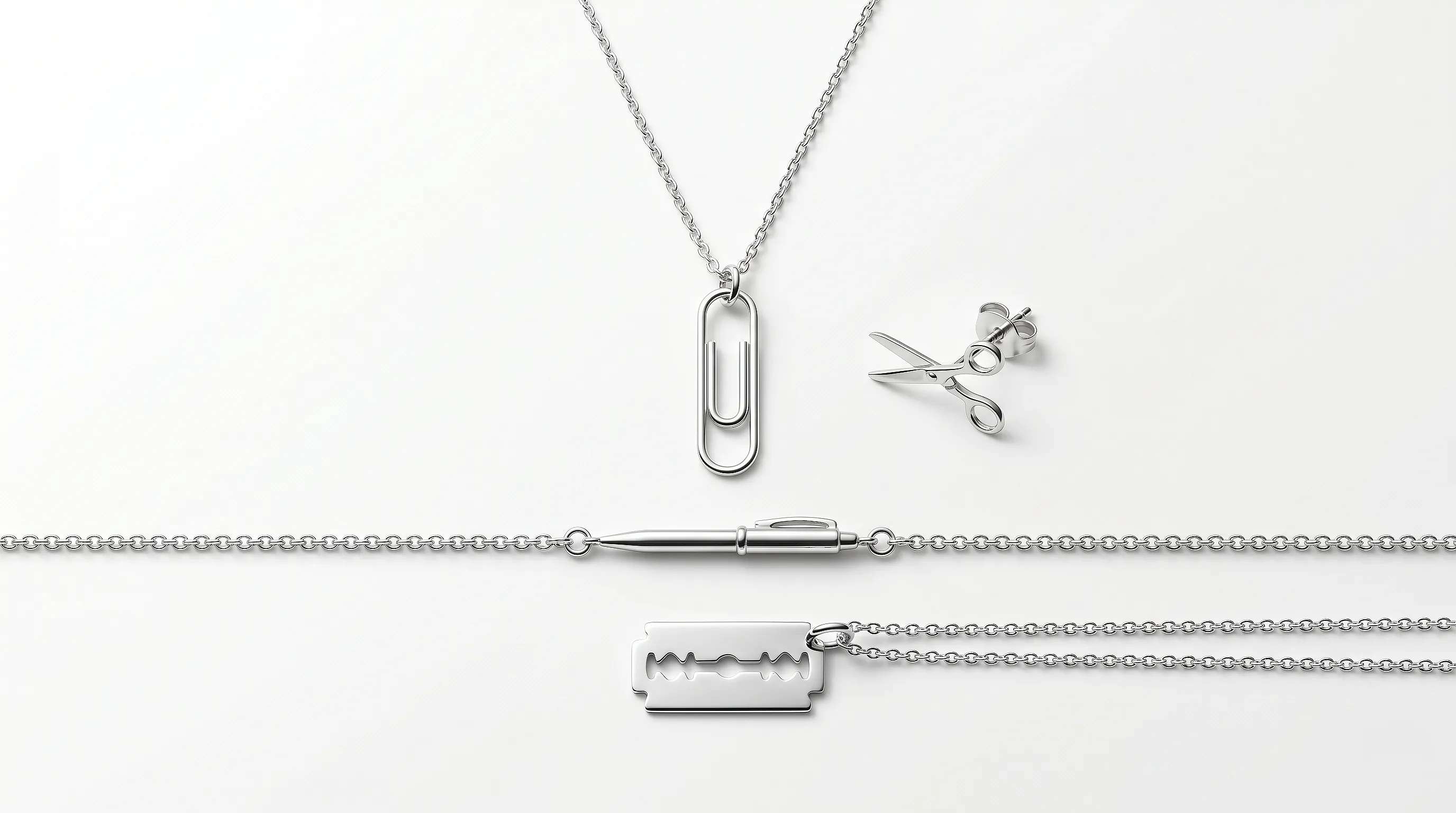 Офисные и юмористические украшения: скрепки, ножницы, ручки