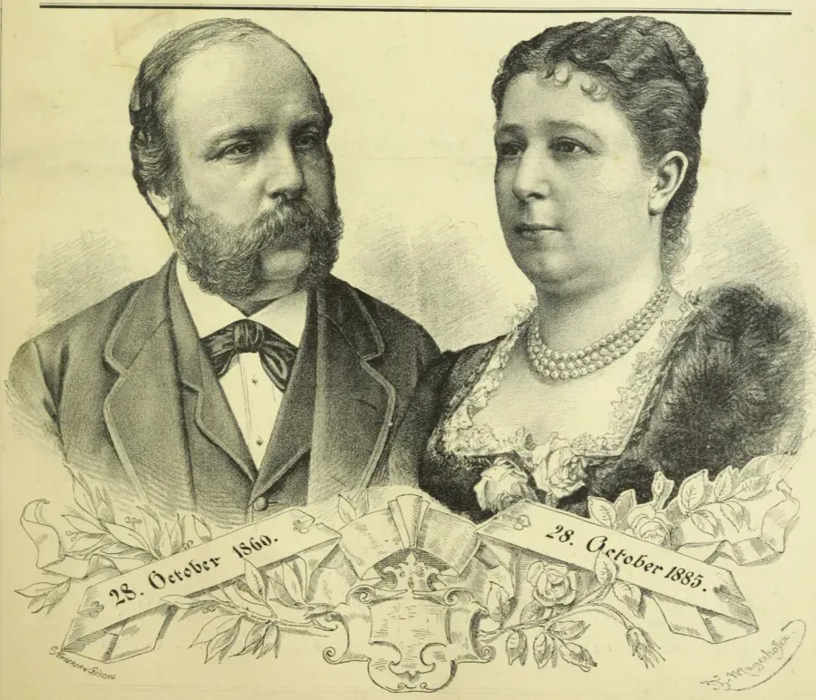 Doppelportrait von Moriz und Charlotte von Konigswarter zur Silberhochzeit, Wien 1885