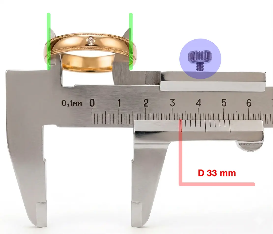 Medicion del tamano de anillo con calibre
