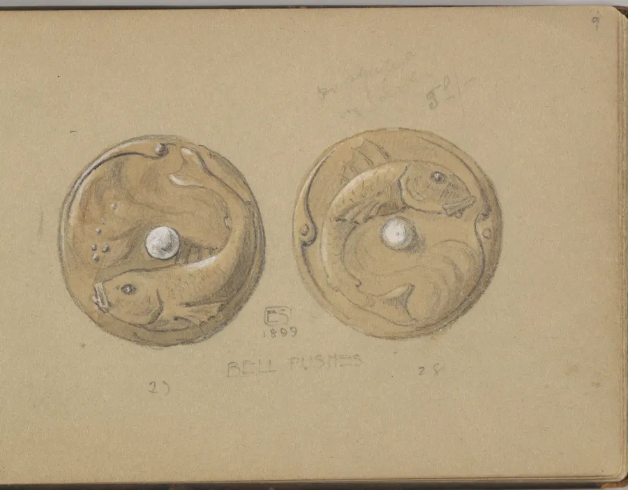 Эскиз двух декоративных композиций с рыбным мотивом Эдгара Гилстрэпа Симпсона, 1899 год