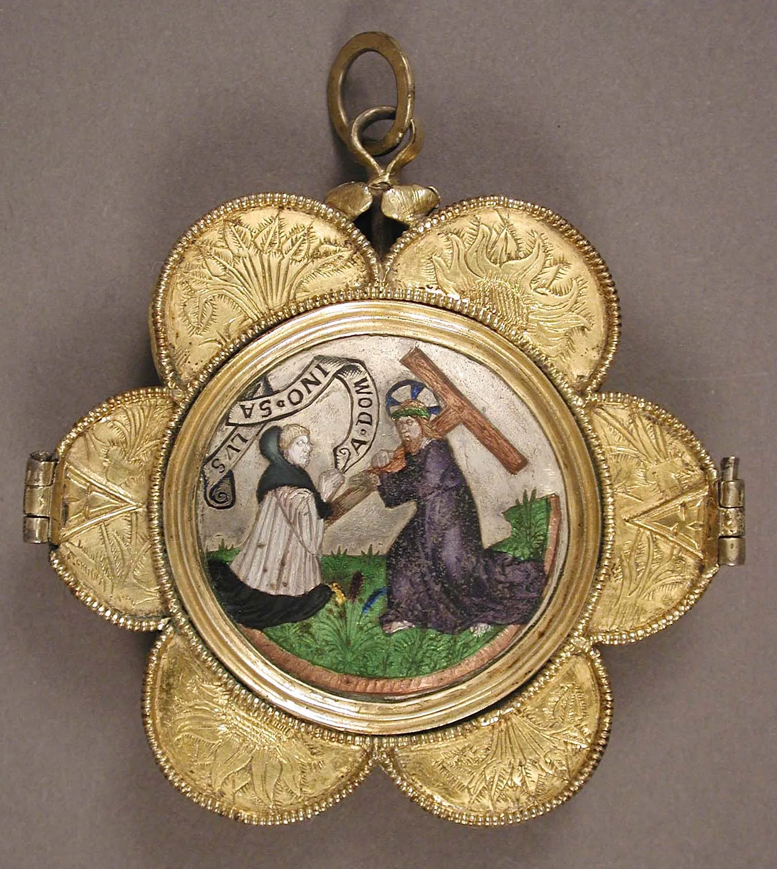 Enamelled reliquary pendant, 15th century