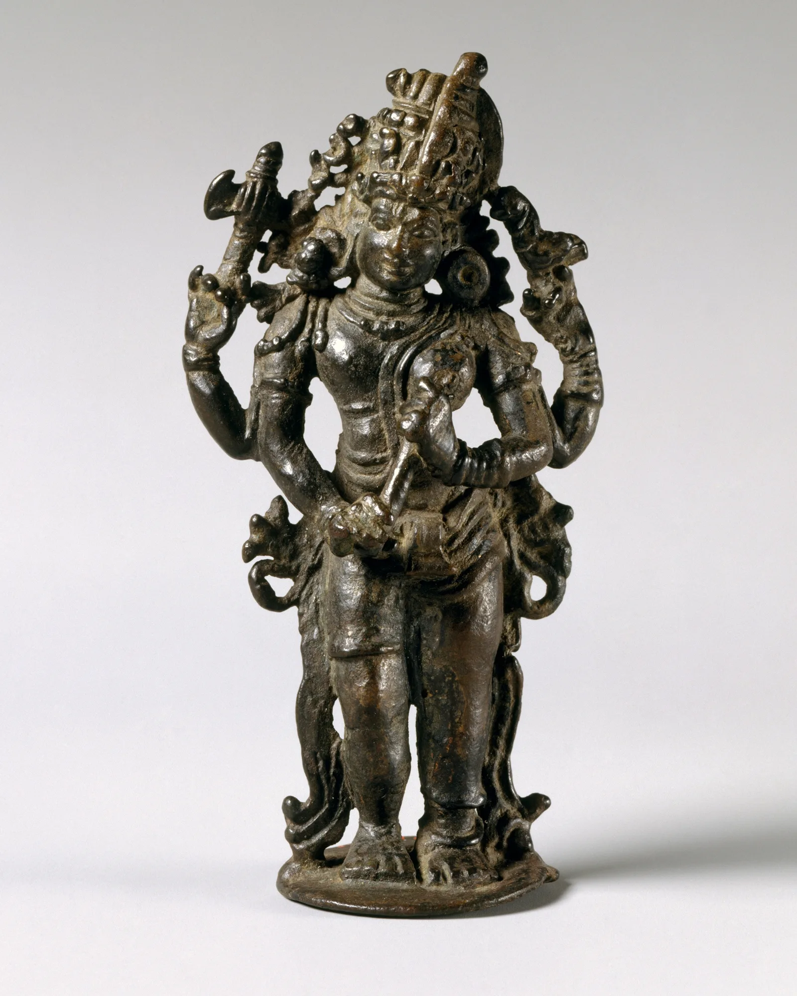 Figure en bronze de Shiva Ardhanarishvara, mi-masculin mi-féminin, Kerala, Inde