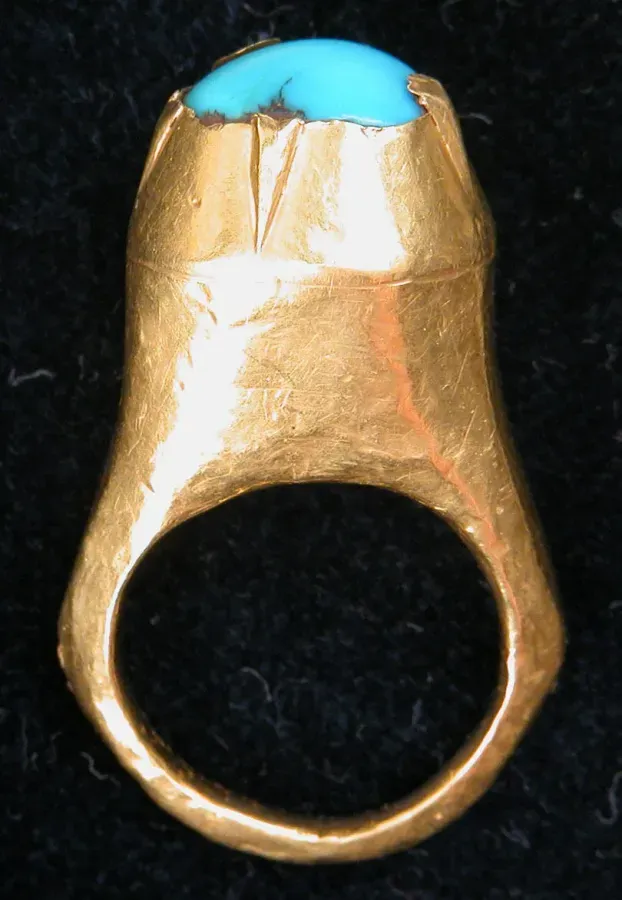 Antique gold ring with turquoise in a bezel setting