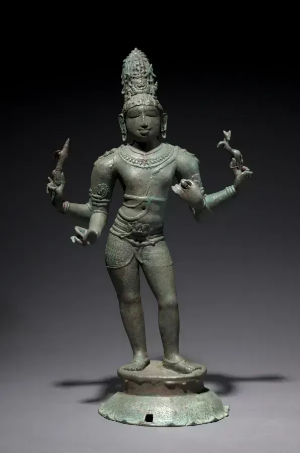Figure en bronze de Shiva en Seigneur de la musique, epoque Chola, avec un troisieme oeil sur le front, sud de l'Inde