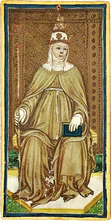 The Popess from the Visconti-Sforza tarot, 15th century