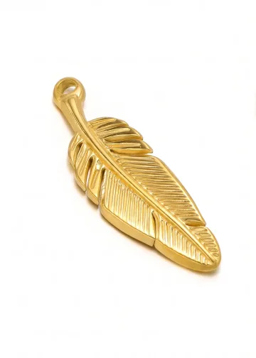 CIONDOLO PIUMA ORO miniatura 1