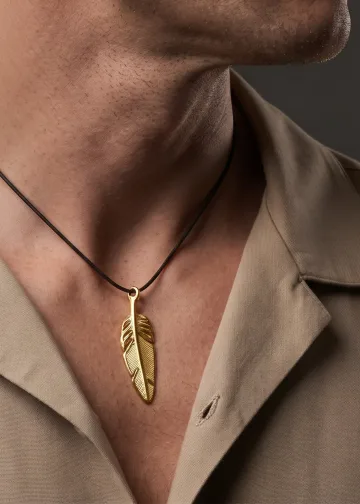 CIONDOLO PIUMA ORO miniatura 4