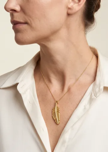 CIONDOLO PIUMA ORO miniatura 3