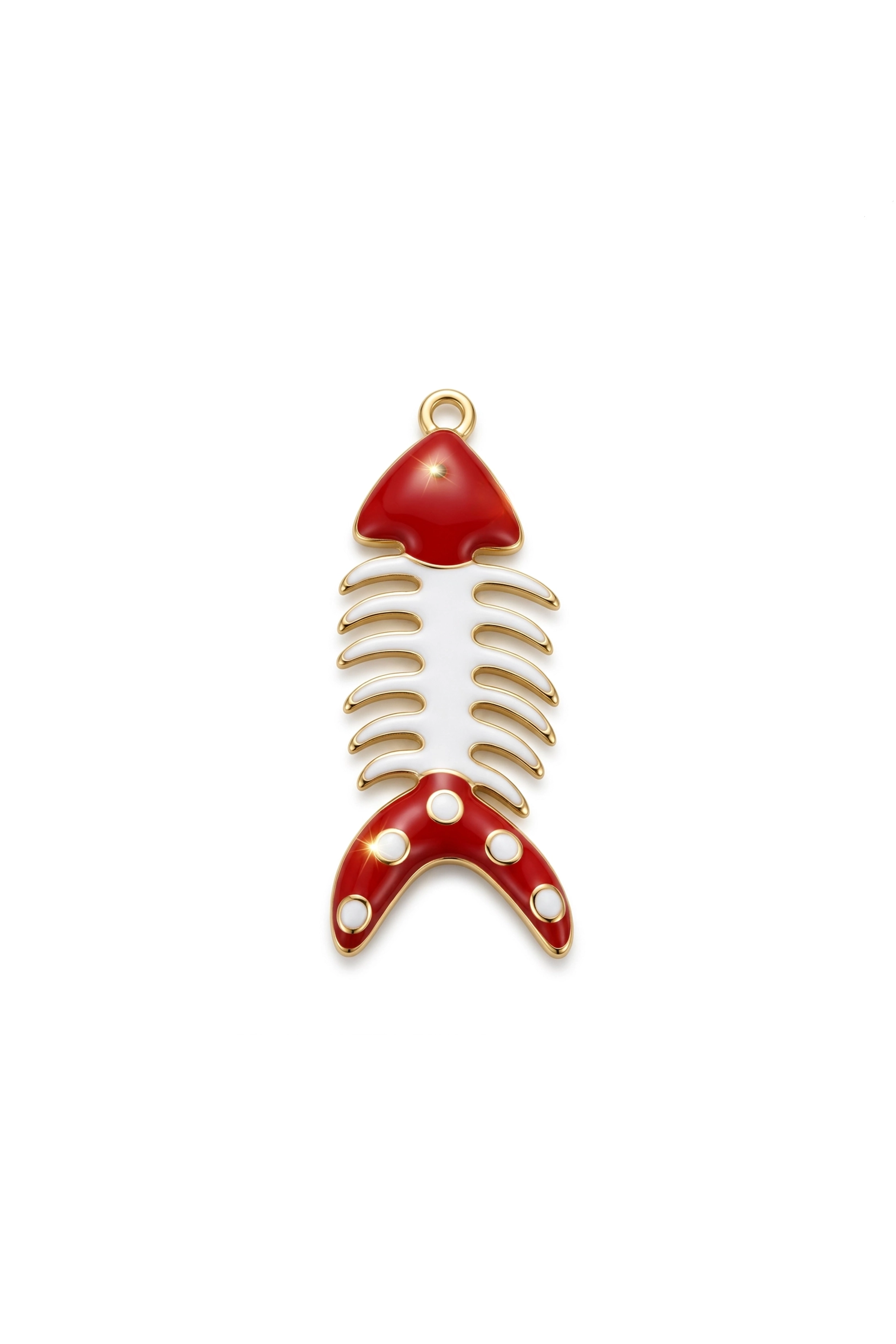 FISHBONE PENDANT GOLD WHITE
