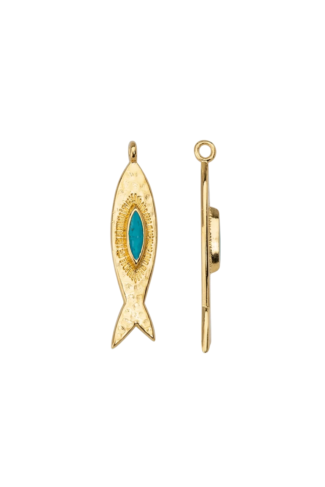 PENDENTE PEIXE DOURADO OLHO VERDE
